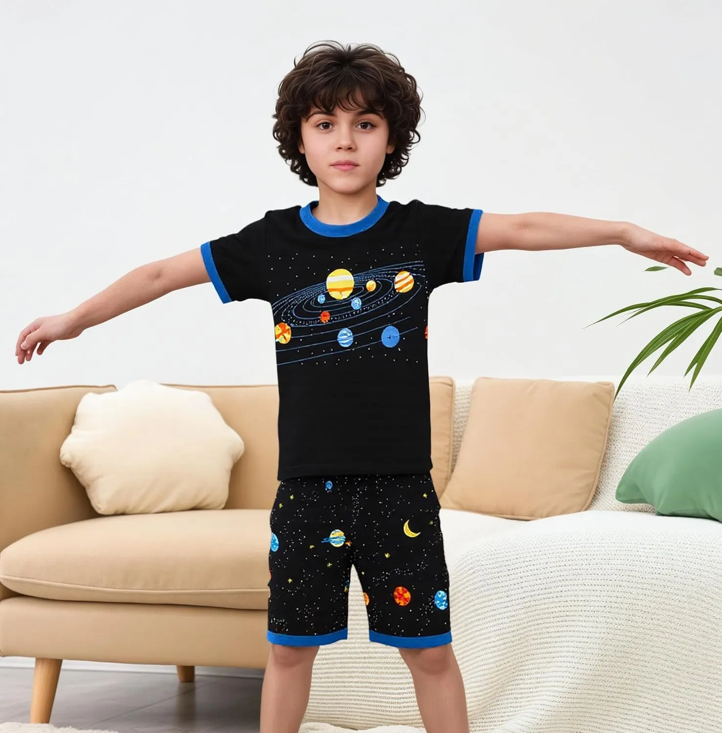 Akyzic Little Boy Short Pajamas Sets for Toddler Sleepwear Summer 2 Piece kids Pjs 2-7T