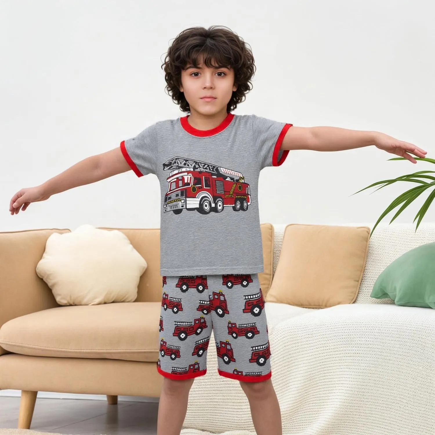 Akyzic Little Boy Short Pajamas Sets for Toddler Sleepwear Summer 2 Piece kids Pjs 2-7T