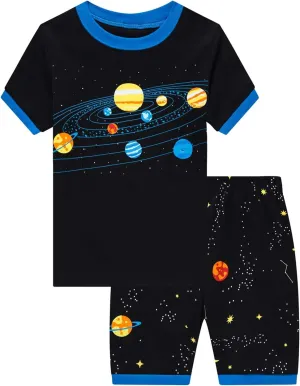 Akyzic Little Boy Short Pajamas Sets for Toddler Sleepwear Summer 2 Piece kids Pjs 2-7T