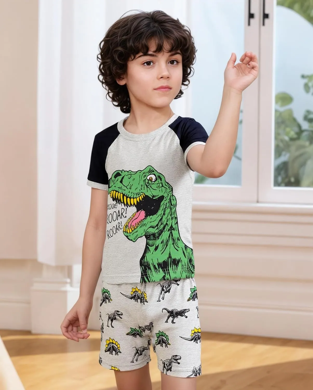 Akyzic Little Boy Short Pajamas Sets for Toddler Sleepwear Summer 2 Piece kids Pjs 2-7T