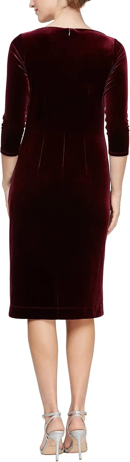 Alex Evenings Women's Short Velvet Cocktail Dress with Beading Detail (Reg Petite)
