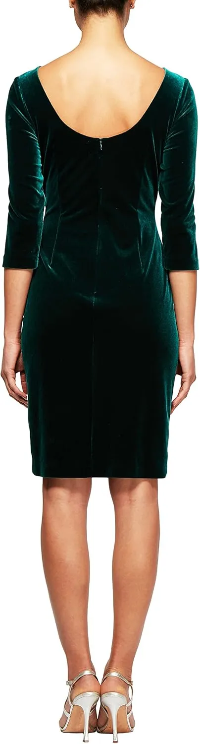 Alex Evenings Women's Short Velvet Cocktail Dress with Beading Detail (Reg Petite)