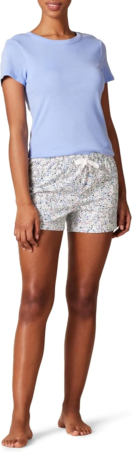 Amazon Essentials Women's Poplin Short and Sleep Tee Set