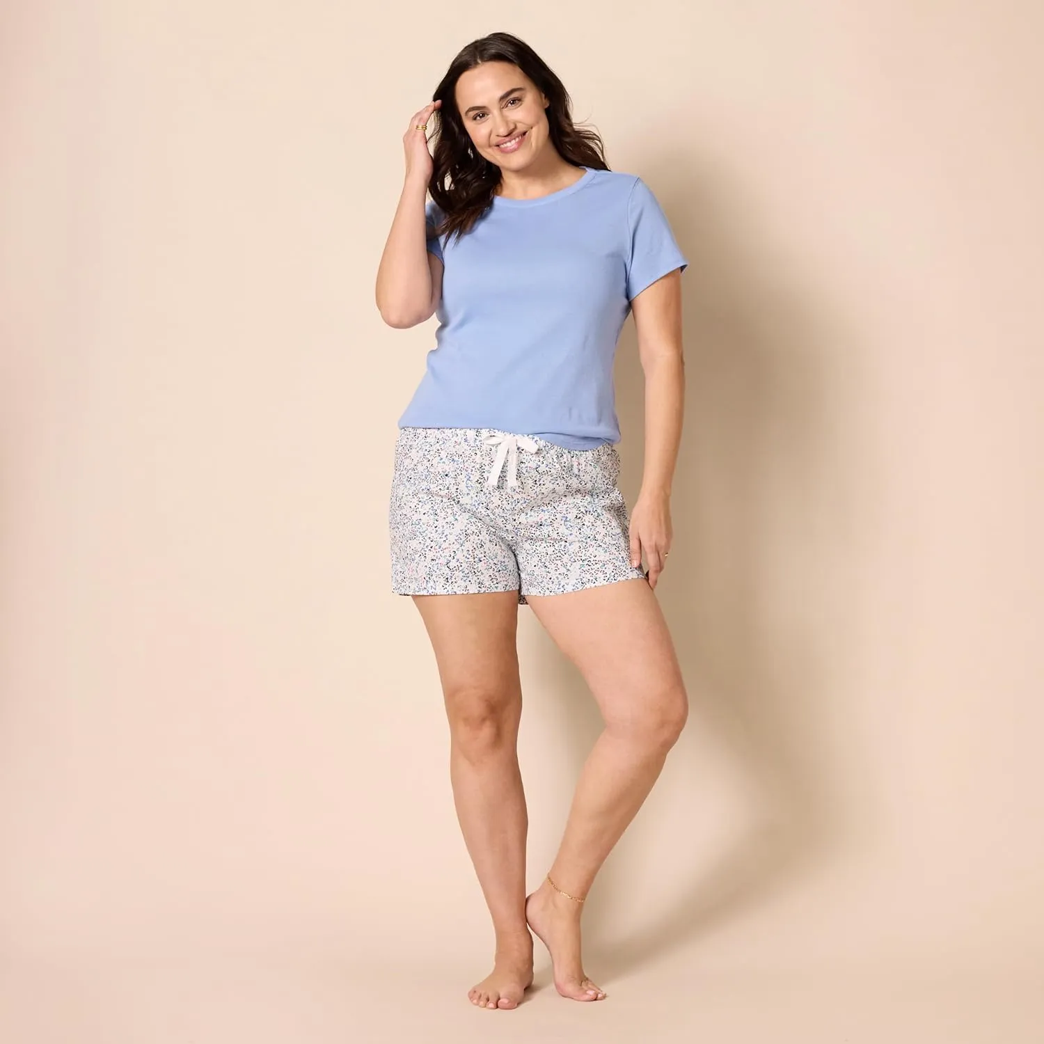 Amazon Essentials Women's Poplin Short and Sleep Tee Set