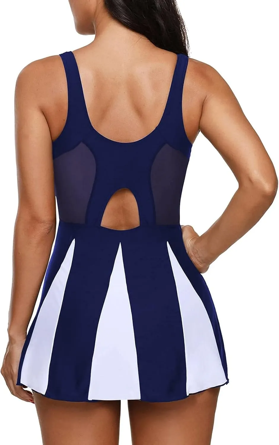 American Trends Bathing Suit for Women Tummy Control Swim Dress One Piece Swimsuits Mesh Swimming Suit Skirt Swimwear
