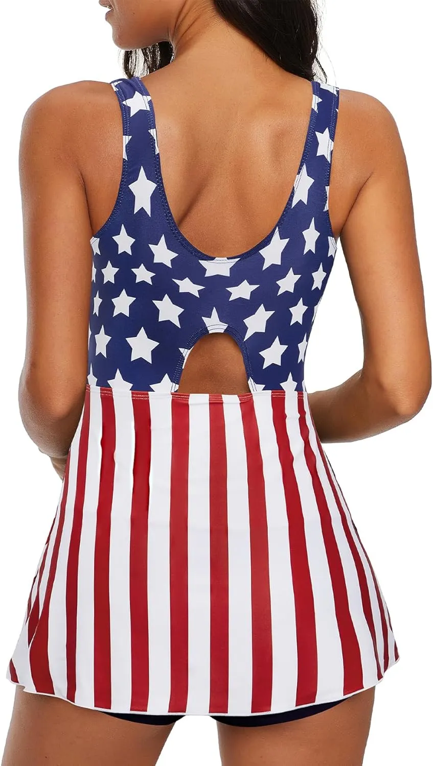 American Trends Bathing Suit for Women Tummy Control Swim Dress One Piece Swimsuits Mesh Swimming Suit Skirt Swimwear