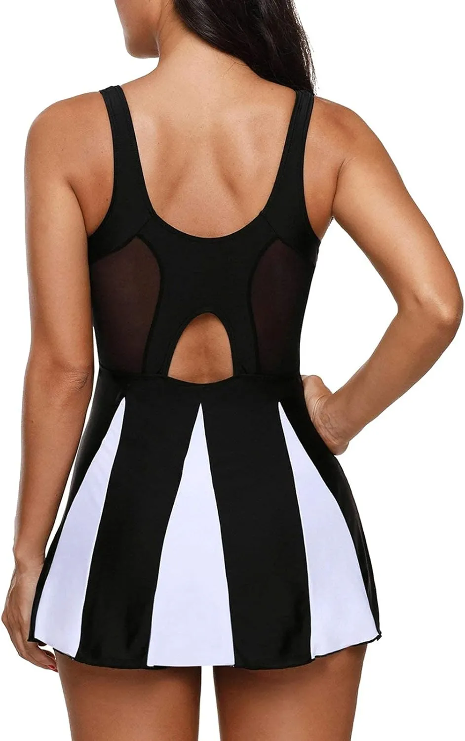 American Trends Bathing Suit for Women Tummy Control Swim Dress One Piece Swimsuits Mesh Swimming Suit Skirt Swimwear