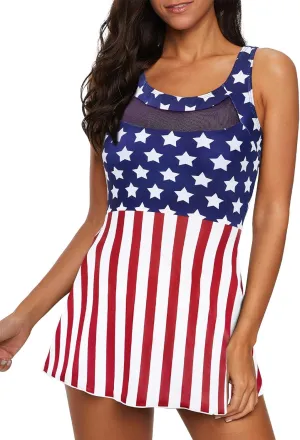 American Trends Bathing Suit for Women Tummy Control Swim Dress One Piece Swimsuits Mesh Swimming Suit Skirt Swimwear