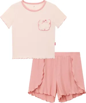 Bamboo Viscose Pajamas for Toddler Girls Short Sleeve Top and Shorts Two Piece Kids Pj Set