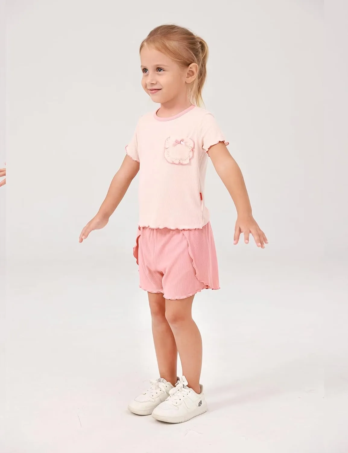 Bamboo Viscose Pajamas for Toddler Girls Short Sleeve Top and Shorts Two Piece Kids Pj Set