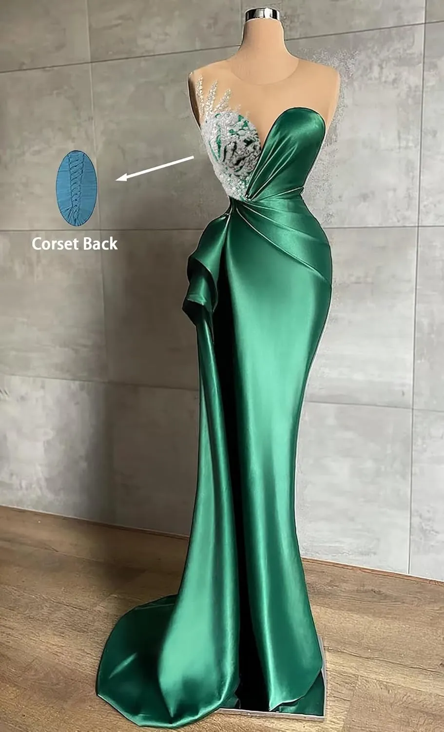 Beaded Prom Dresses for Women Deep V-Neck Mermaid Formal Dress with Slit Sexy Evening Gowns DR0344