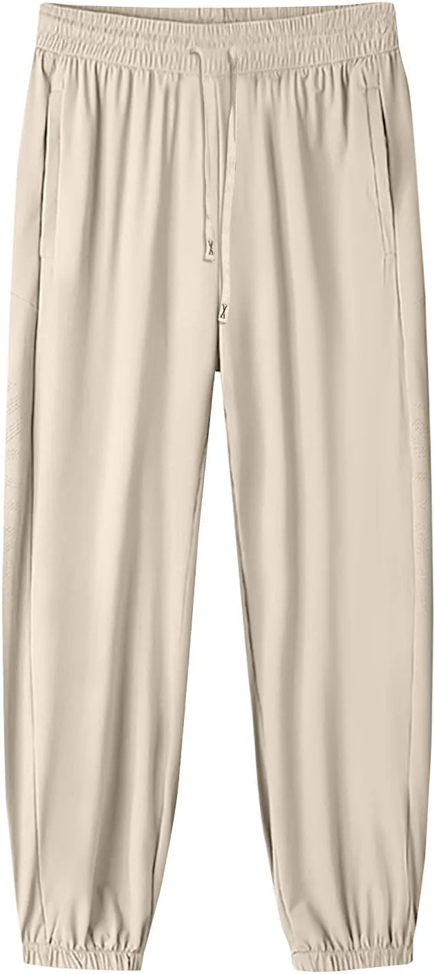 Beeswan Pants for Women Casual Loose Stretchy Work Pants Jogging Elastic Summer Solid Outfit Ankle-Length with Pockets