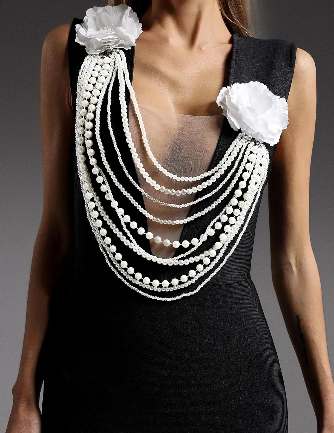 BELLA BARNETT Glamorous Black Deep V Neck Sleeveless Slit Bandage Cocktail Dress