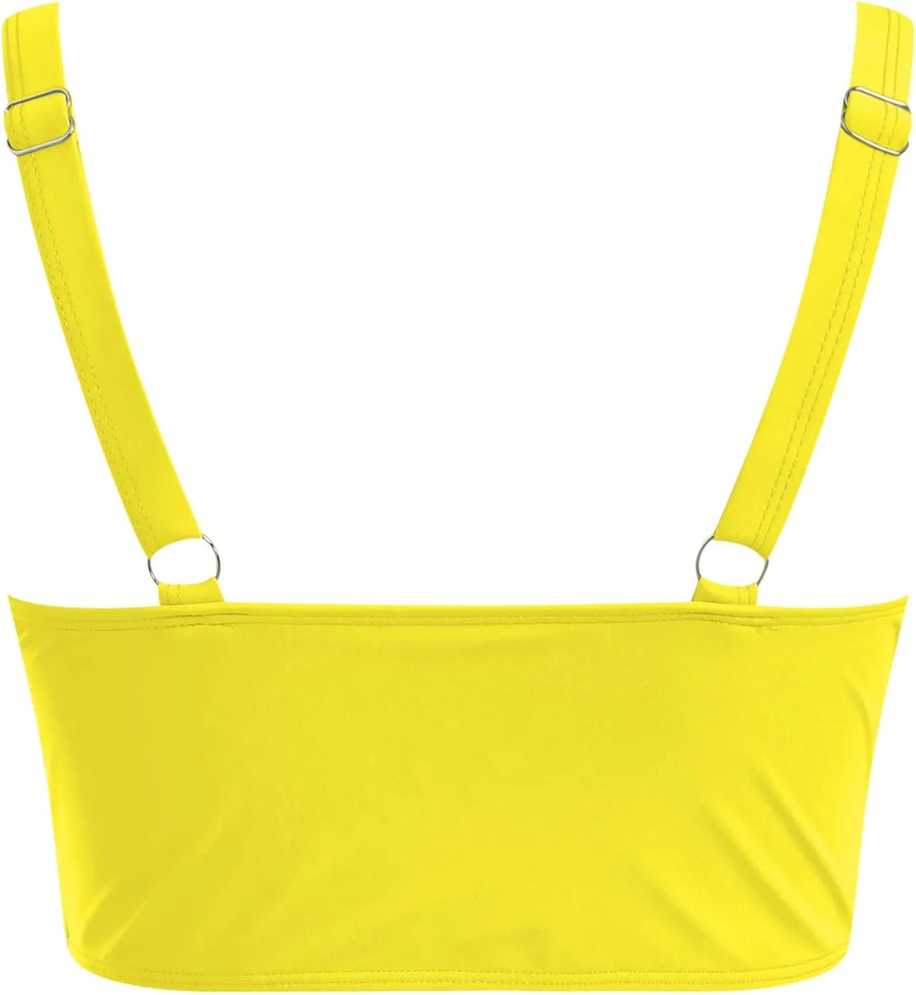 Bikini Tops for Women Cropped Tankini Tops Padded V Neck Knot Twist Cut Out Adjustable Tank Swimwear Top