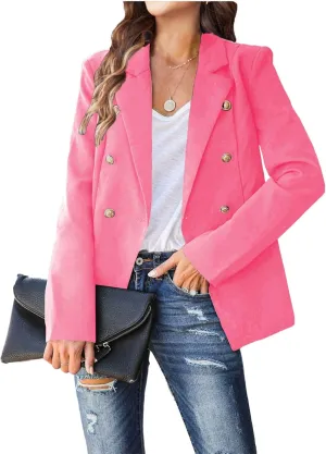 Blazer Jackets for Women Business Casual Long Sleeve Double Breasted Open Front Blazer Work 0Ffice Suit Jacket Tops