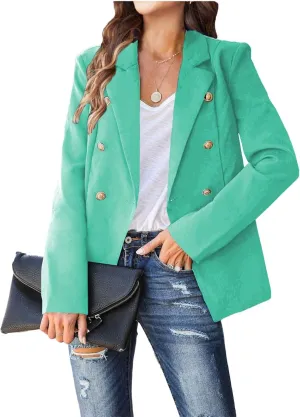 Blazer Jackets for Women Business Casual Long Sleeve Double Breasted Open Front Blazer Work 0Ffice Suit Jacket Tops