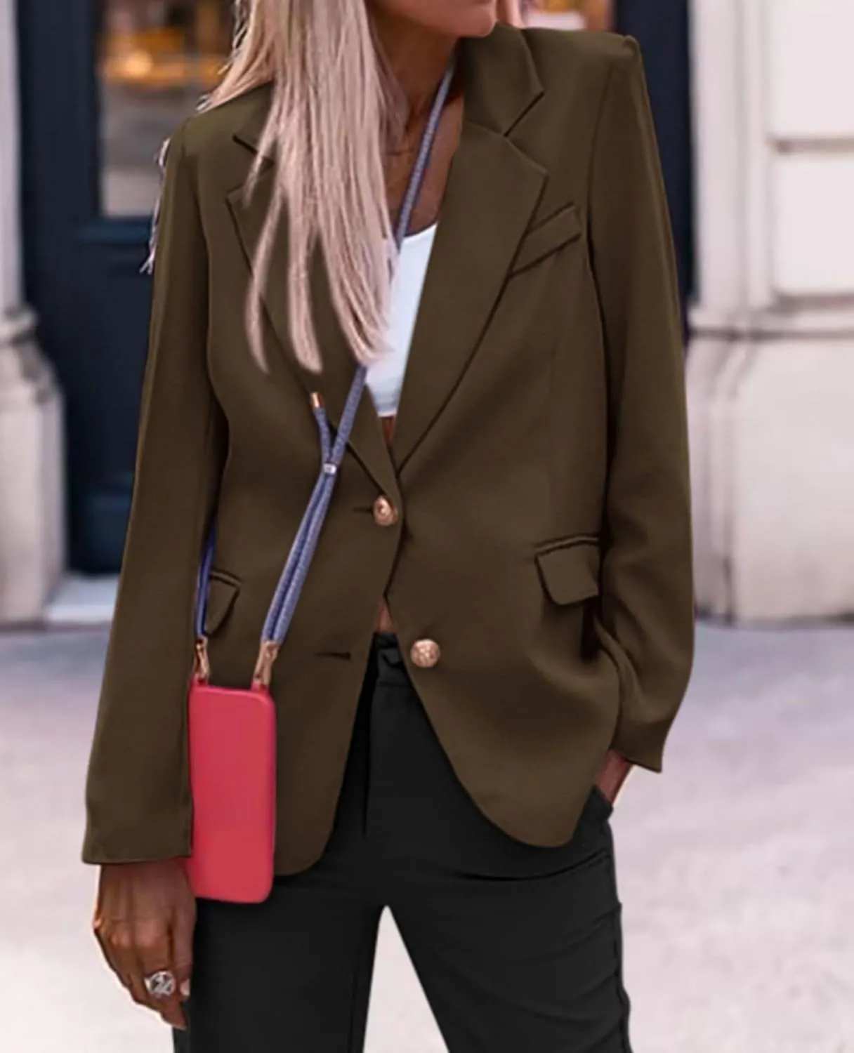 Blazer Jackets for Women Work Casual Lapel Button Down Solid Work Office Blazer Jacket 2025 Dressy Business Outfits