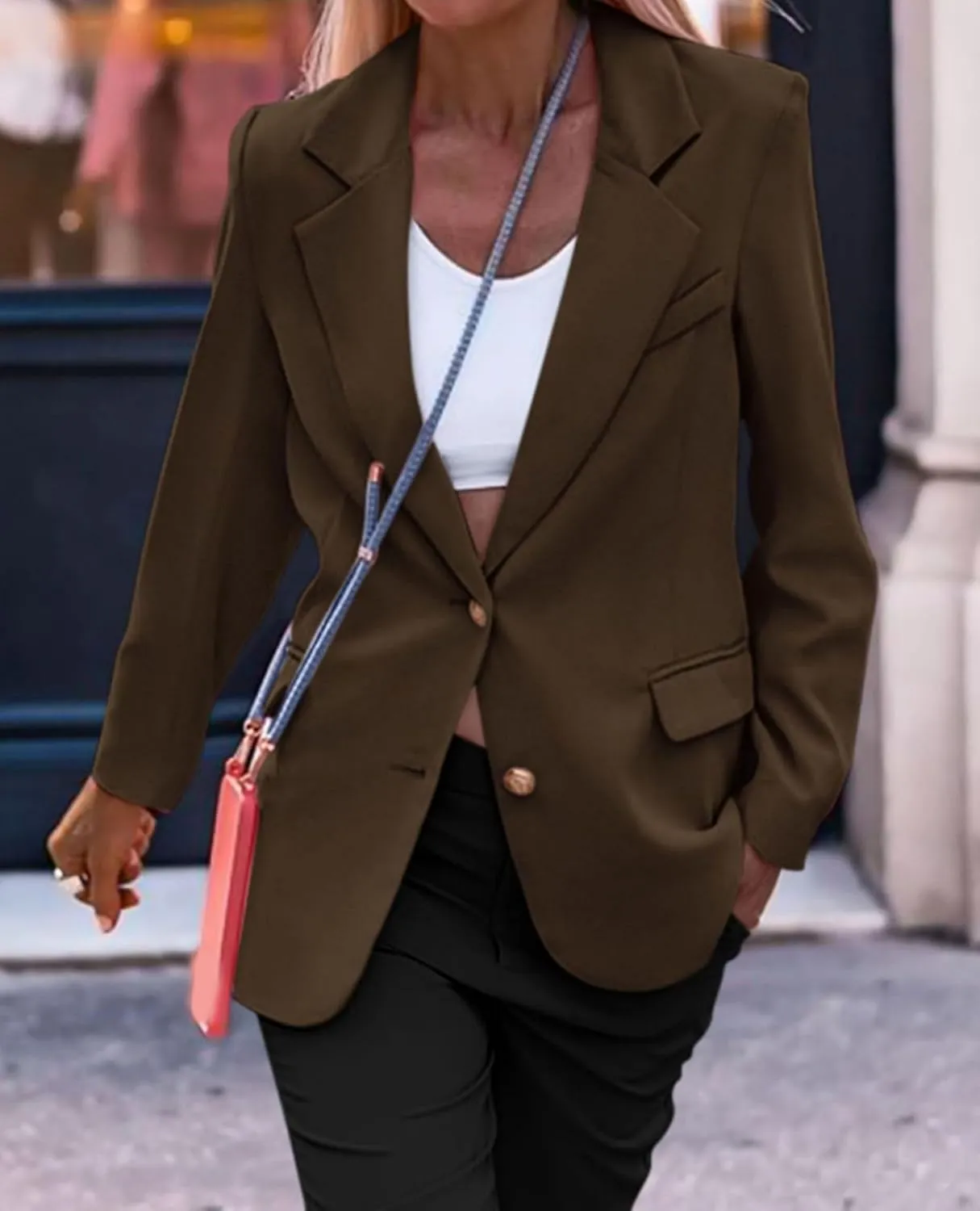 Blazer Jackets for Women Work Casual Lapel Button Down Solid Work Office Blazer Jacket 2025 Dressy Business Outfits