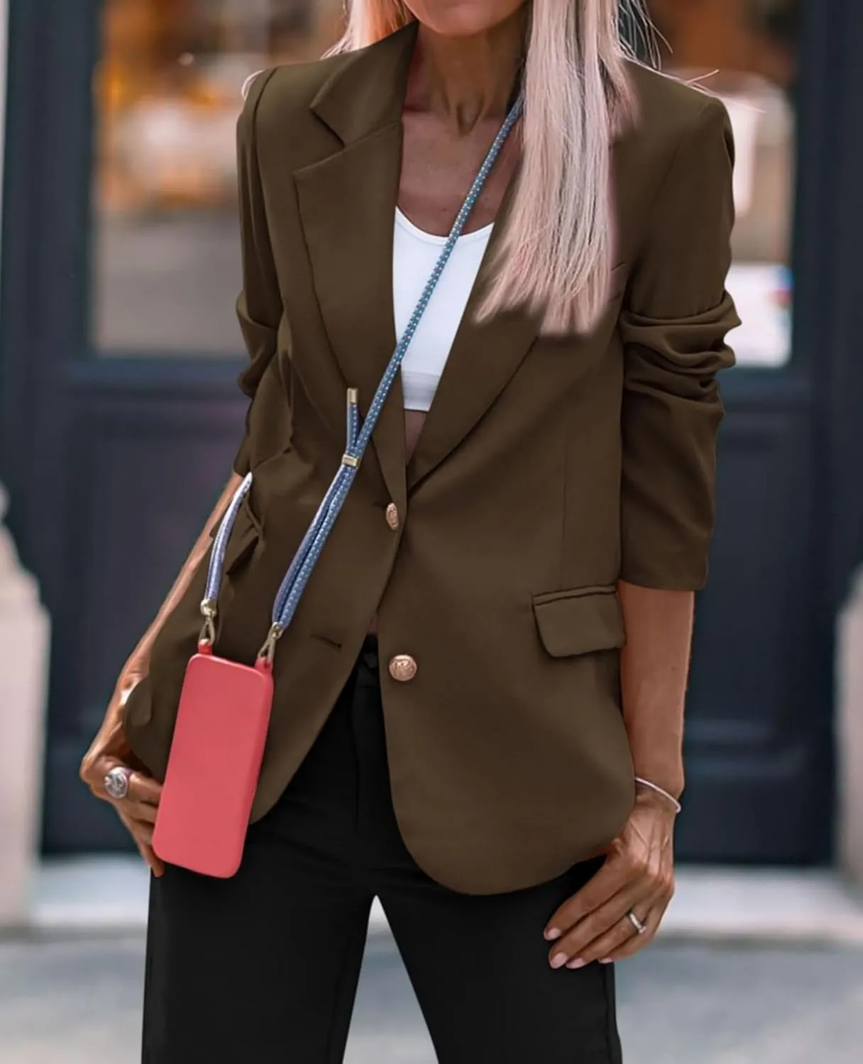 Blazer Jackets for Women Work Casual Lapel Button Down Solid Work Office Blazer Jacket 2025 Dressy Business Outfits