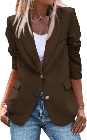 Blazer Jackets for Women Work Casual Lapel Button Down Solid Work Office Blazer Jacket 2025 Dressy Business Outfits
