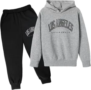 Boys Los Angeles Hoodie and Jogger Pants Set Comfortable Stylish 2 Piece Outfit for Casual Everyday Clothing