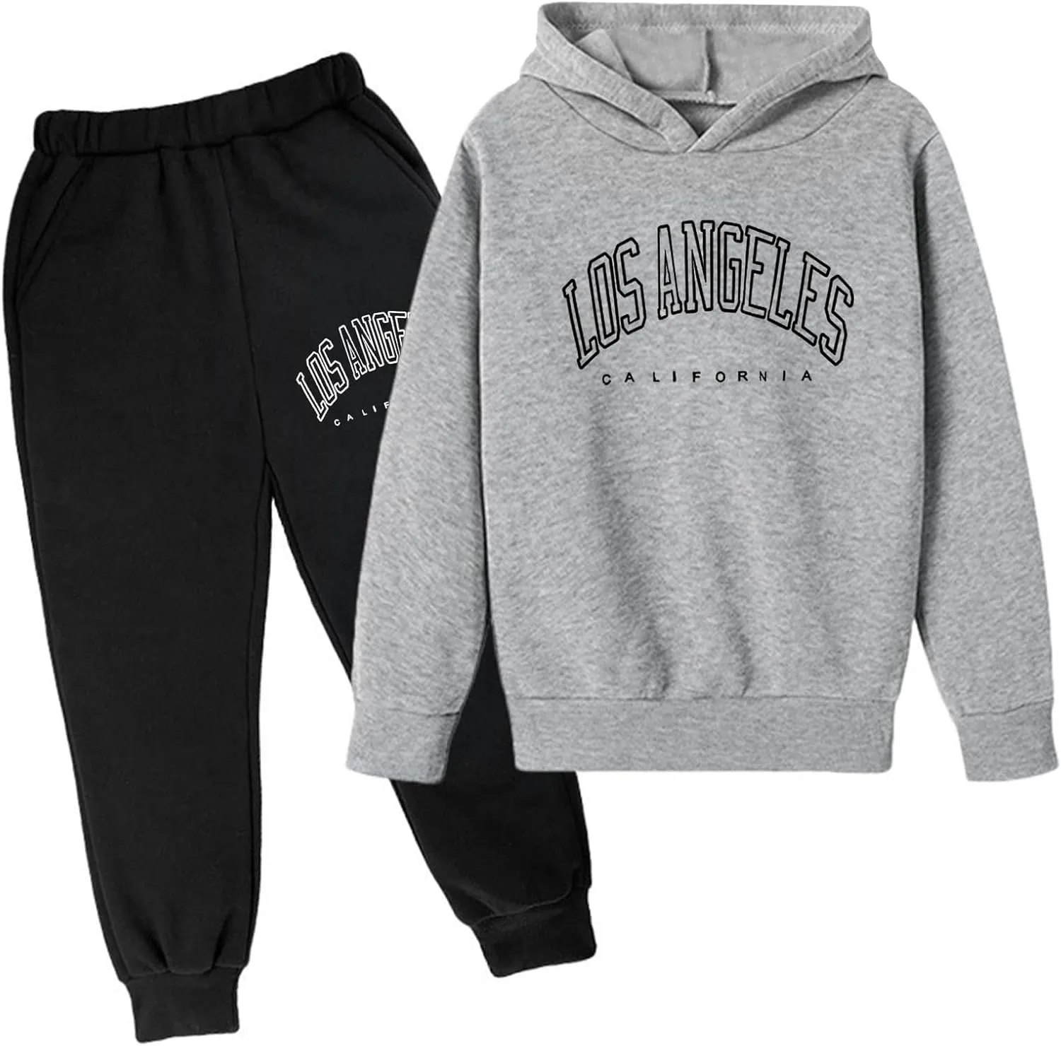 Boys Los Angeles Hoodie and Jogger Pants Set Comfortable Stylish 2 Piece Outfit for Casual Everyday Clothing