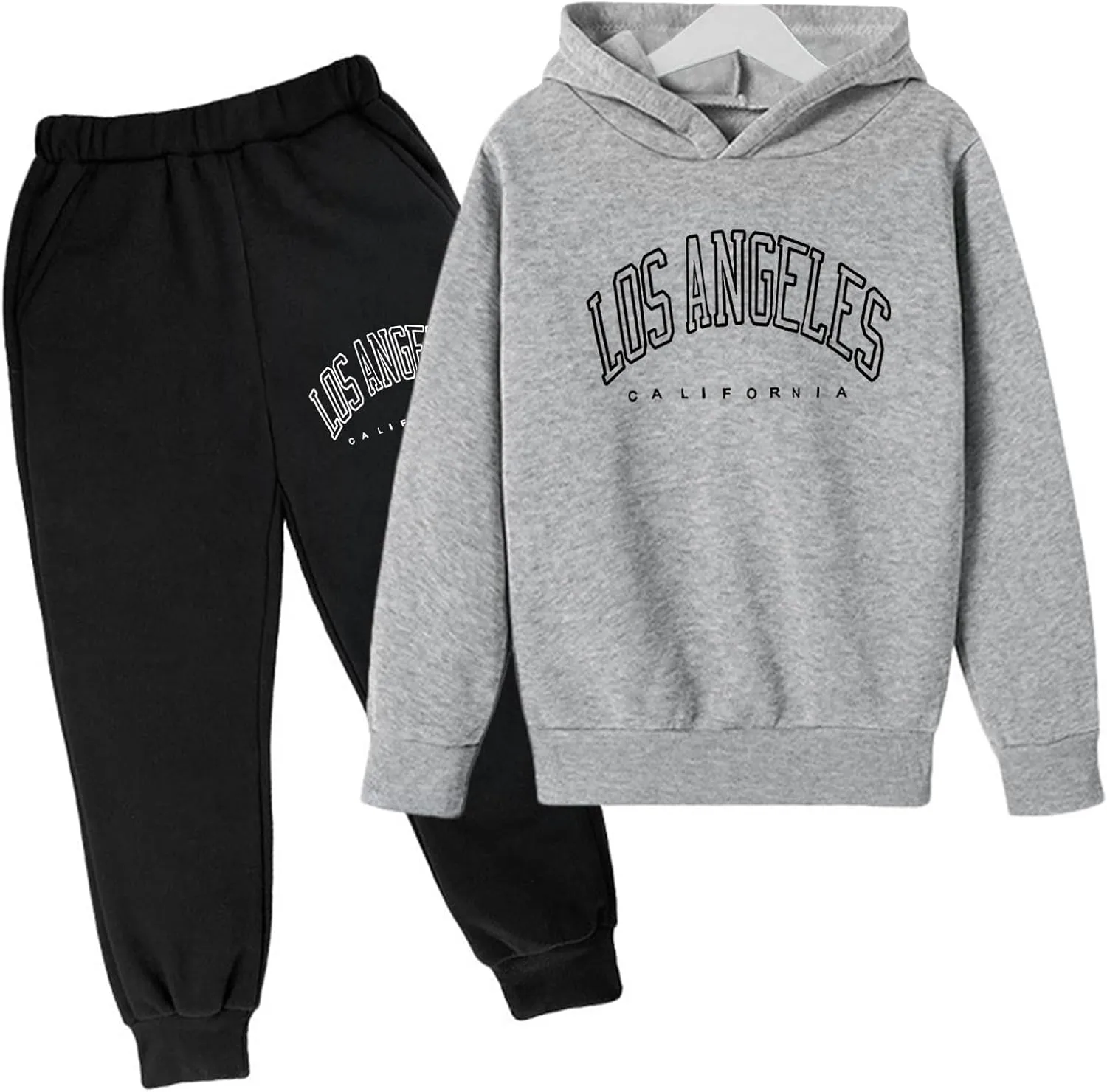 Boys Los Angeles Hoodie and Jogger Pants Set Comfortable Stylish 2 Piece Outfit for Casual Everyday Clothing