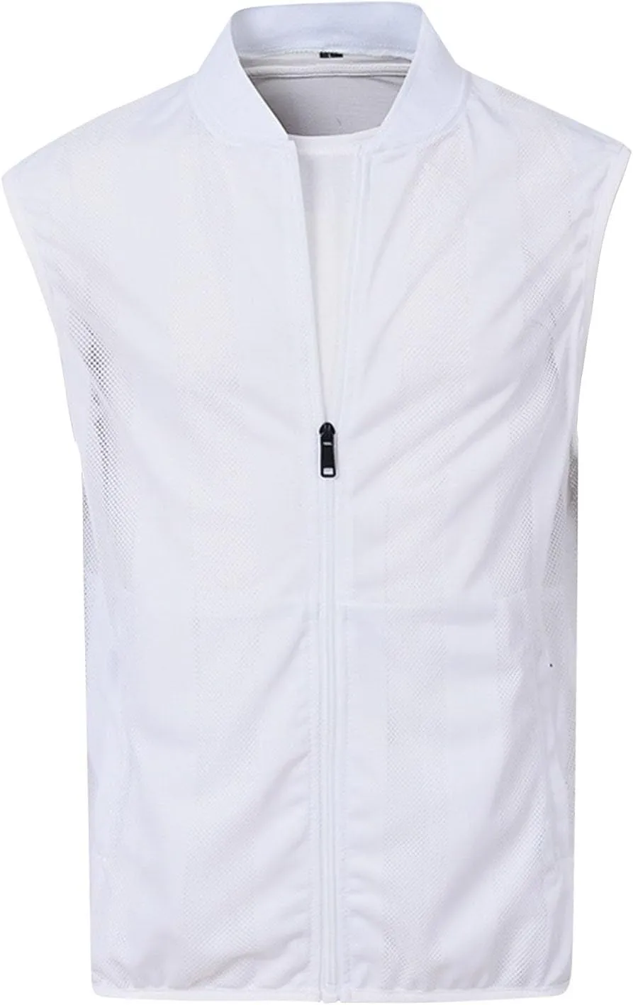 Cambkatl Men's Summer Mesh See Through Zip Vest Casual Lightweight Breathable Fishing Cycling Travel Sleeveless Jackets