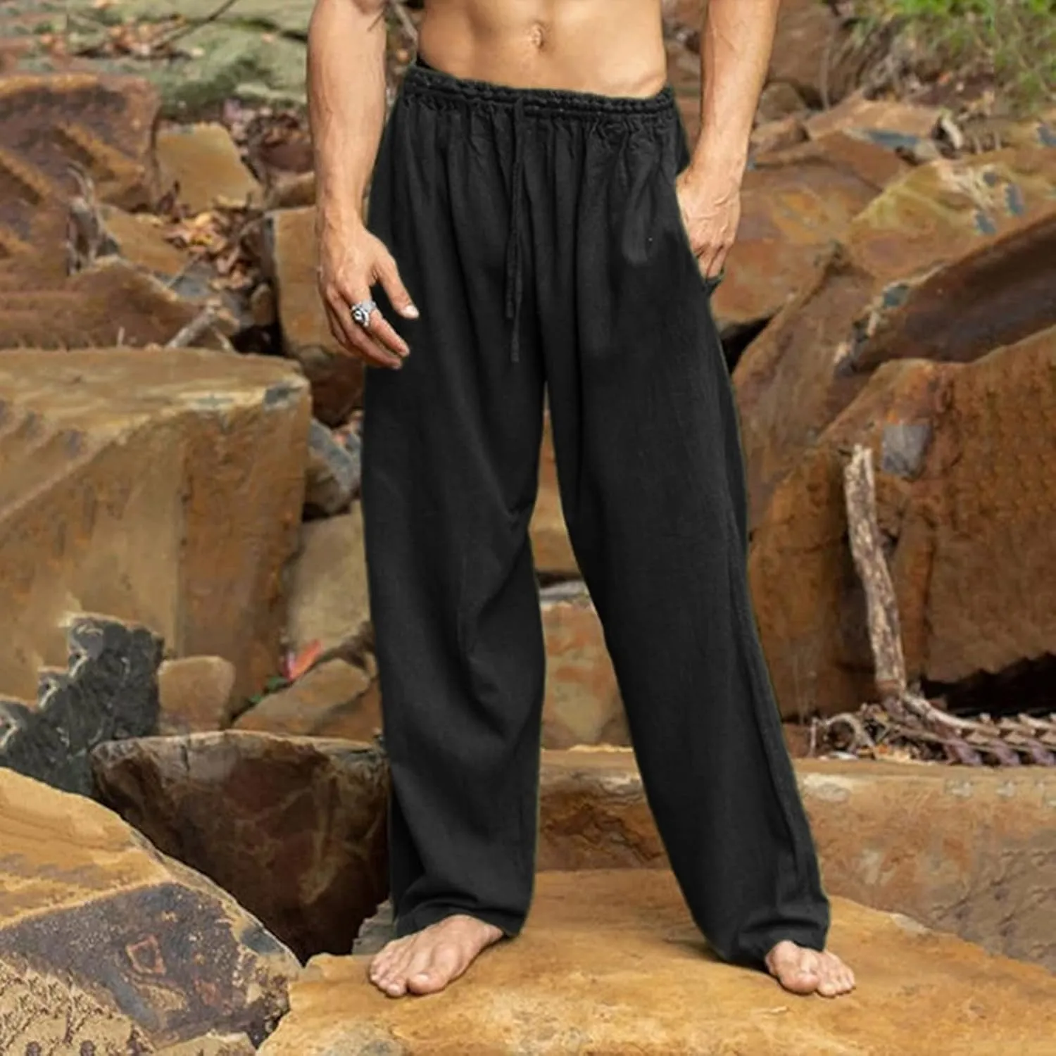 Cargo Pants for Men Baggy Elastic Waist Outdoor Pants Sweatpants for Men Workout Pants for Jogging Gym Hiking Running