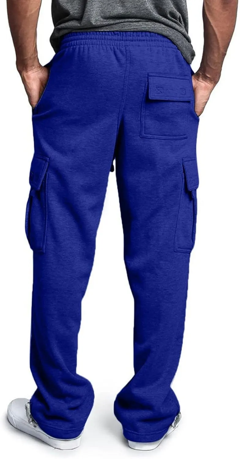 Cargo Pants For Men Mens Casual Heavyweight Cargo Fleece Sweatpants Stretch Elastic Sports Jogger Trousers Pants