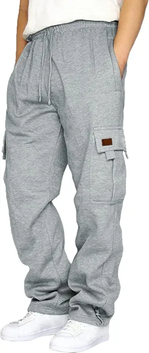 Cargo Pants For Men Men's Fashion Heavyweight Cargo Fleece Sweatpants Stretch Elastic Sports Jogger Trousers Pants
