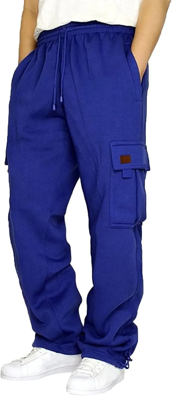 Cargo Pants For Men Mens Heavyweight Cargo Fleece Sweatpants Stretch Elastic Sports Jogger Trendy Trousers Pants