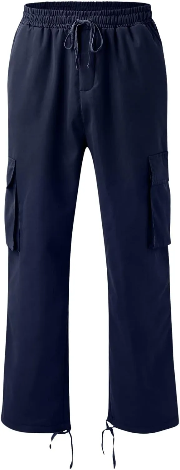 Cargo Sweatpants for Men Big and Tall Straight Fit Multi Pocket Cargo Pants Casual Fashion Hiking Outdoor Recreation