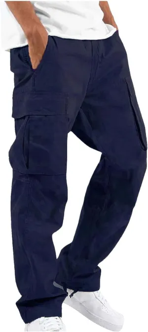 Cargo Sweatpants for Men Big and Tall Straight Fit Multi Pocket Cargo Pants Casual Fashion Hiking Outdoor Recreation