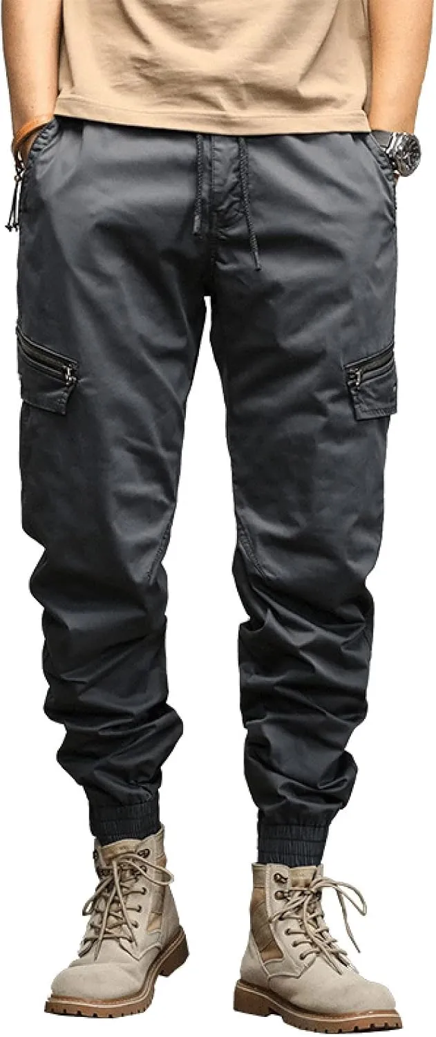 Cargo Sweatpants for Men Pockets Men's Hiking Cargo Straight Leg Sweatpants Stretch Elastic Waist Jogger Sports Pants