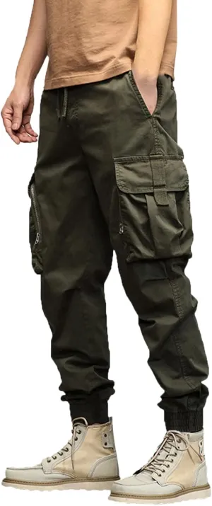 Cargo Sweatpants for Men Pockets Men's Hiking Cargo Straight Leg Sweatpants Stretch Elastic Waist Jogger Sports Pants