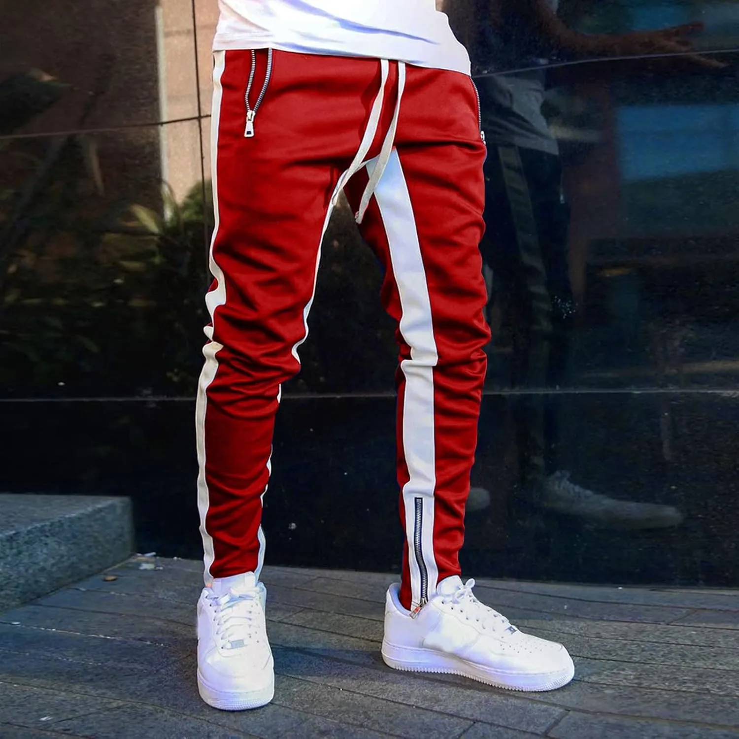 Cargo Sweatpants for Men Tactical Pants Lightweight Hiking Workout Jogger Mens Streetwear Reflective Tactical Track
