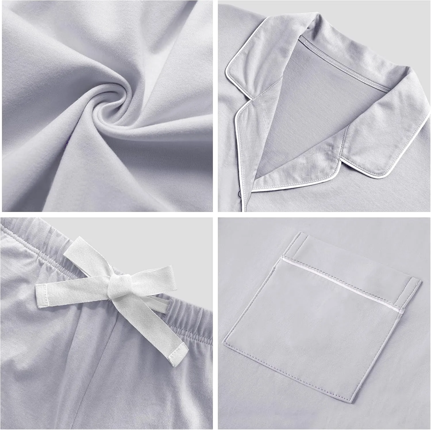 COLORFULLEAF Women's 100% Cotton Long Sleeve Pajama Sets Button Down Notched Collar Sleepwear Soft Lounge Pjs with Pockets