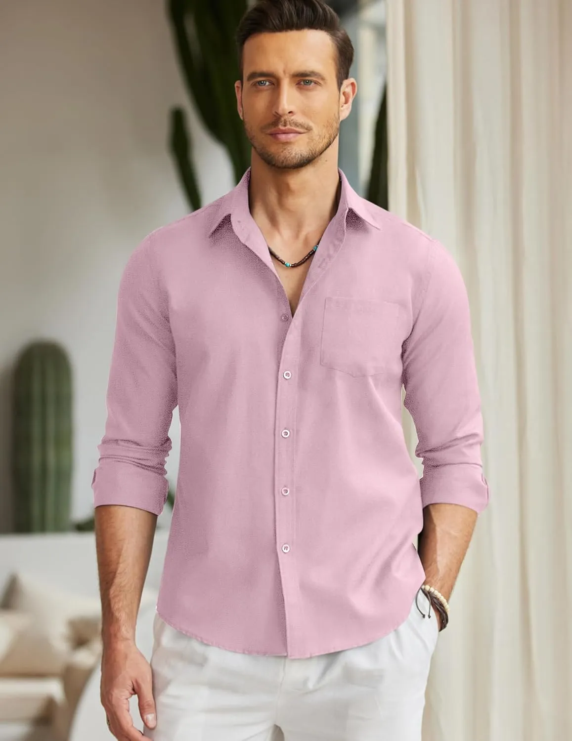COOFANDY Men's Long Sleeve Button Down Shirt Casual Untucked Regular-Fit Oxford Dress Shirts