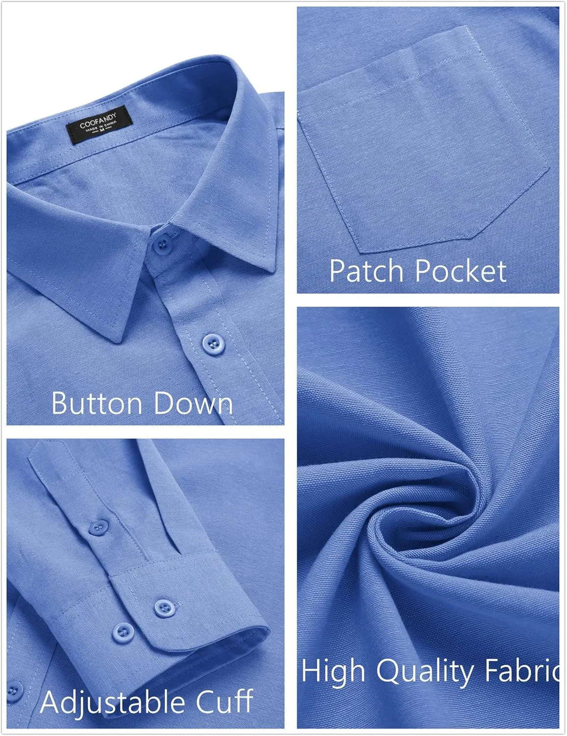 COOFANDY Men's Long Sleeve Button Down Shirt Casual Untucked Regular-Fit Oxford Dress Shirts