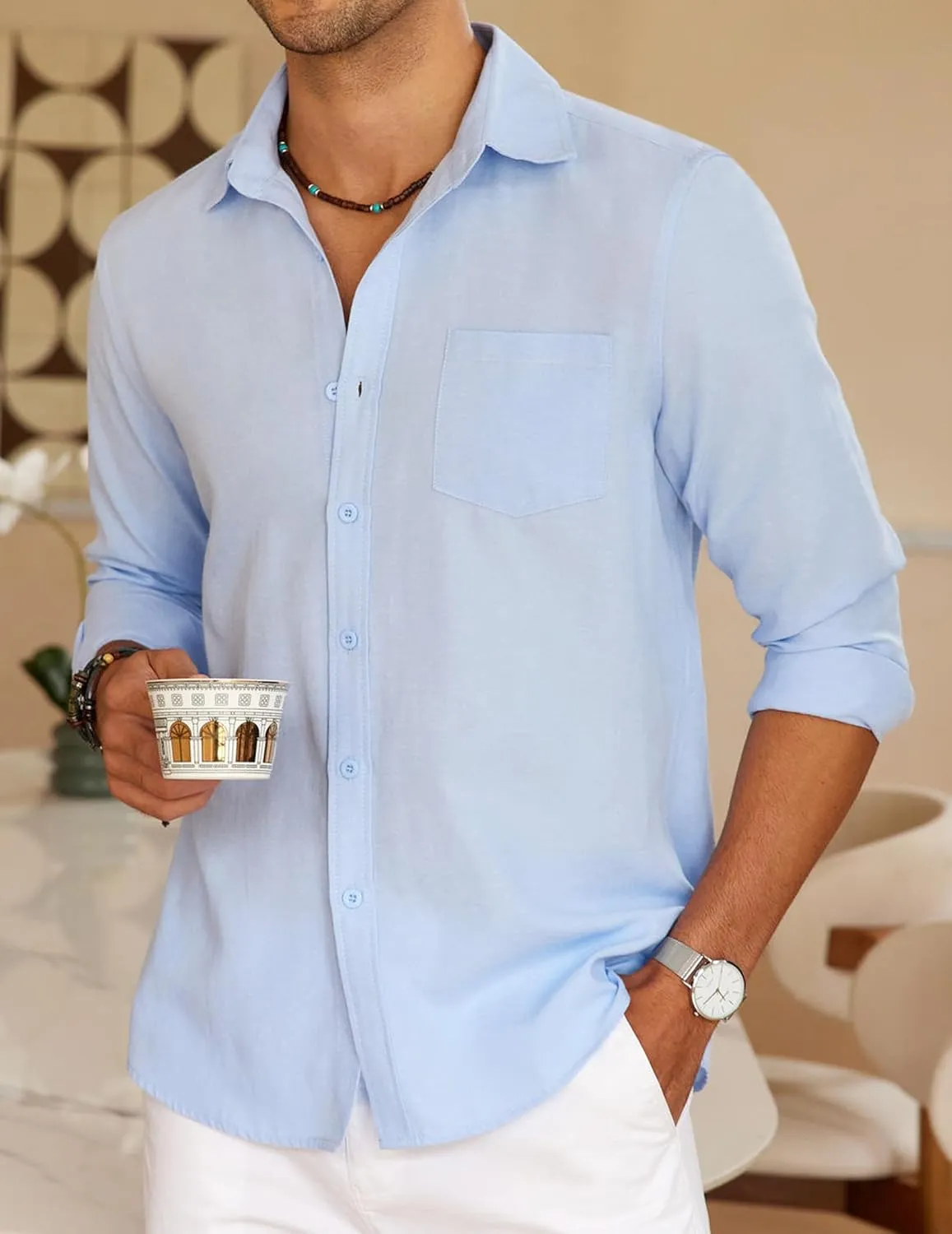 COOFANDY Men's Long Sleeve Button Down Shirt Casual Untucked Regular-Fit Oxford Dress Shirts