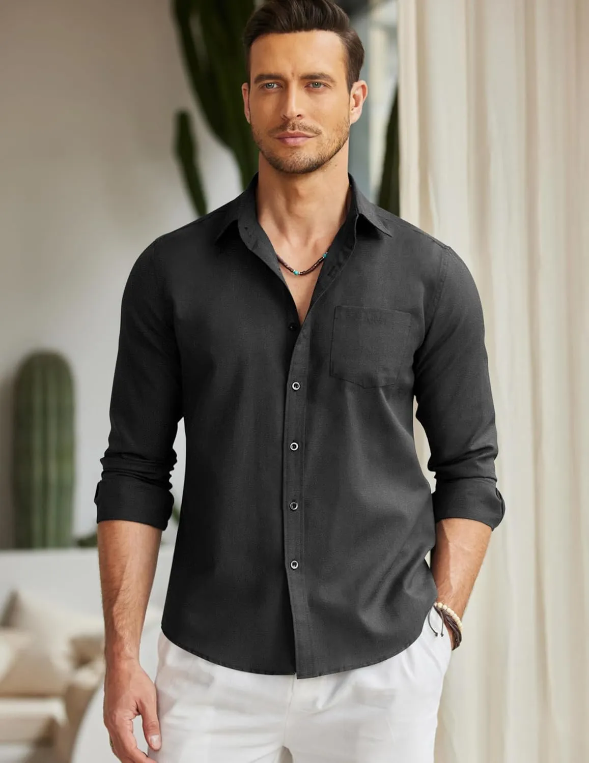 COOFANDY Men's Long Sleeve Button Down Shirt Casual Untucked Regular-Fit Oxford Dress Shirts