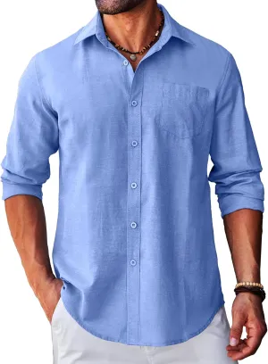 COOFANDY Men's Long Sleeve Button Down Shirt Casual Untucked Regular-Fit Oxford Dress Shirts
