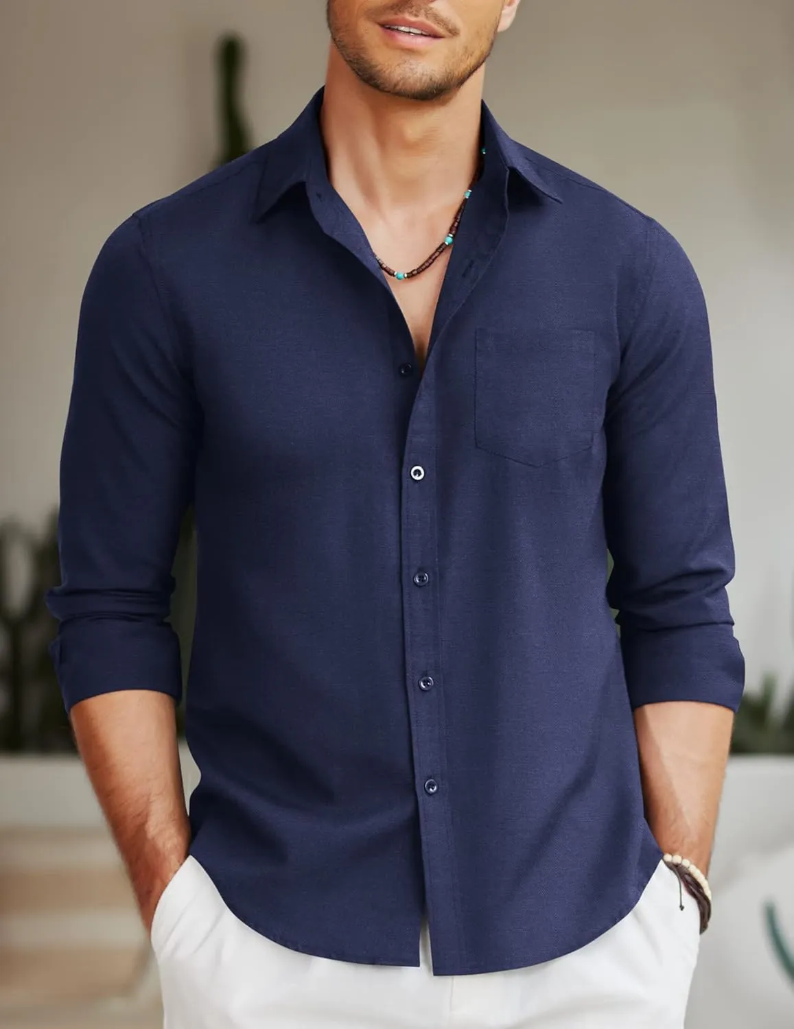 COOFANDY Men's Long Sleeve Button Down Shirt Casual Untucked Regular-Fit Oxford Dress Shirts
