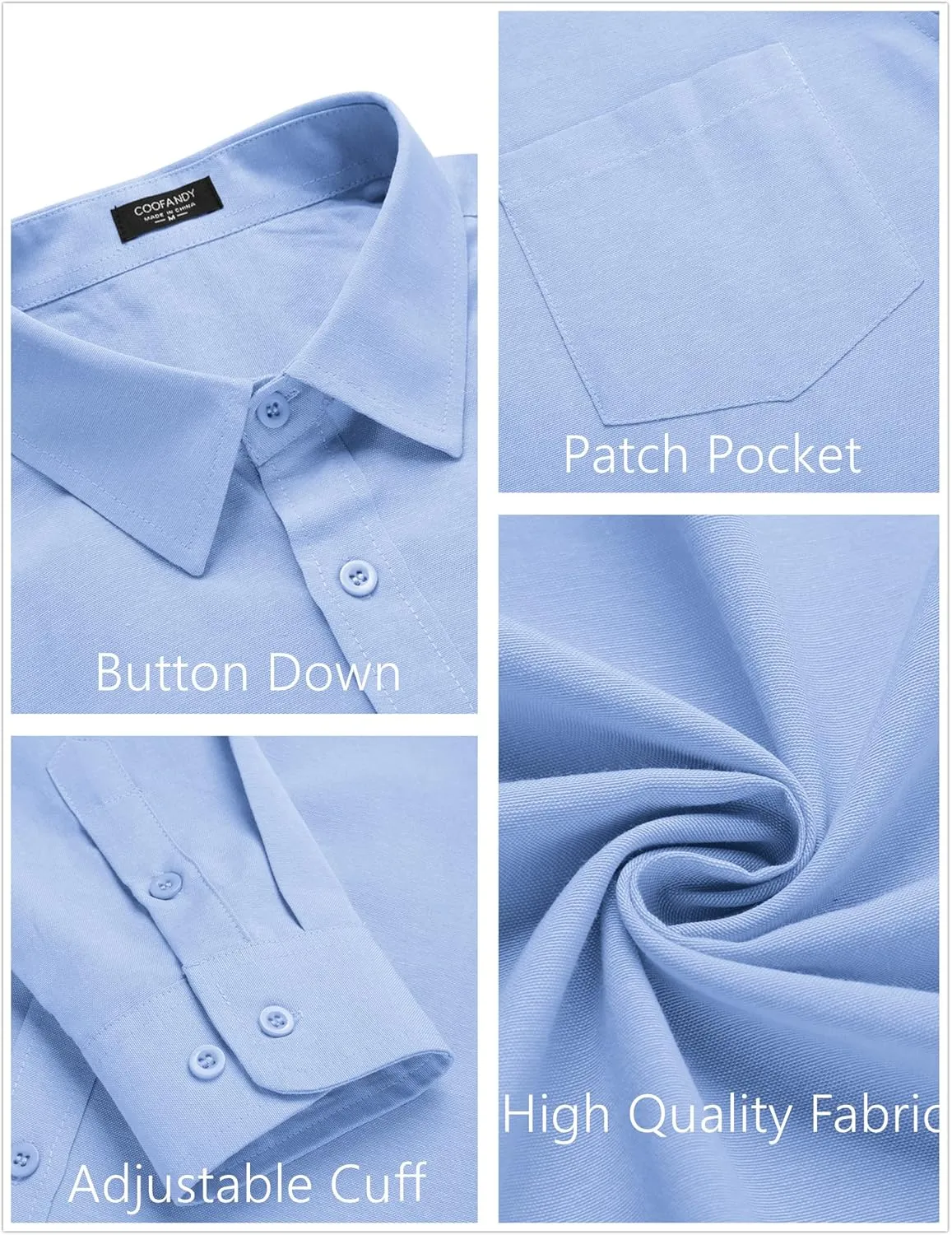 COOFANDY Men's Long Sleeve Button Down Shirt Casual Untucked Regular-Fit Oxford Dress Shirts
