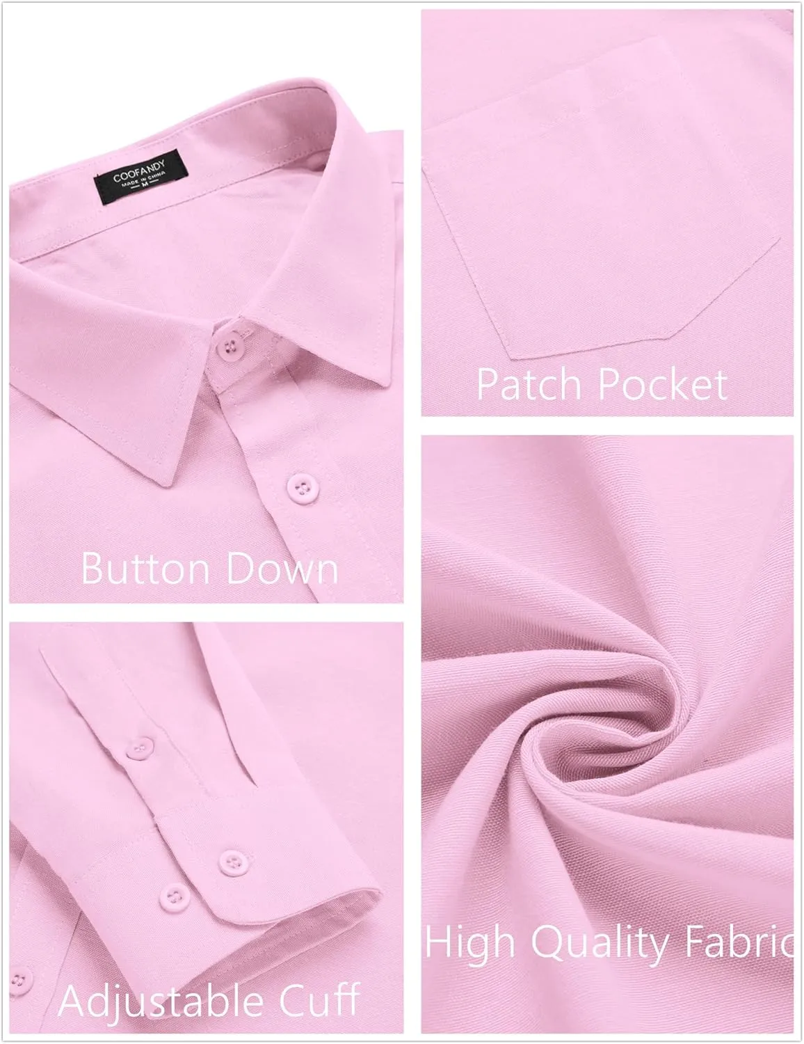 COOFANDY Men's Long Sleeve Button Down Shirt Casual Untucked Regular-Fit Oxford Dress Shirts