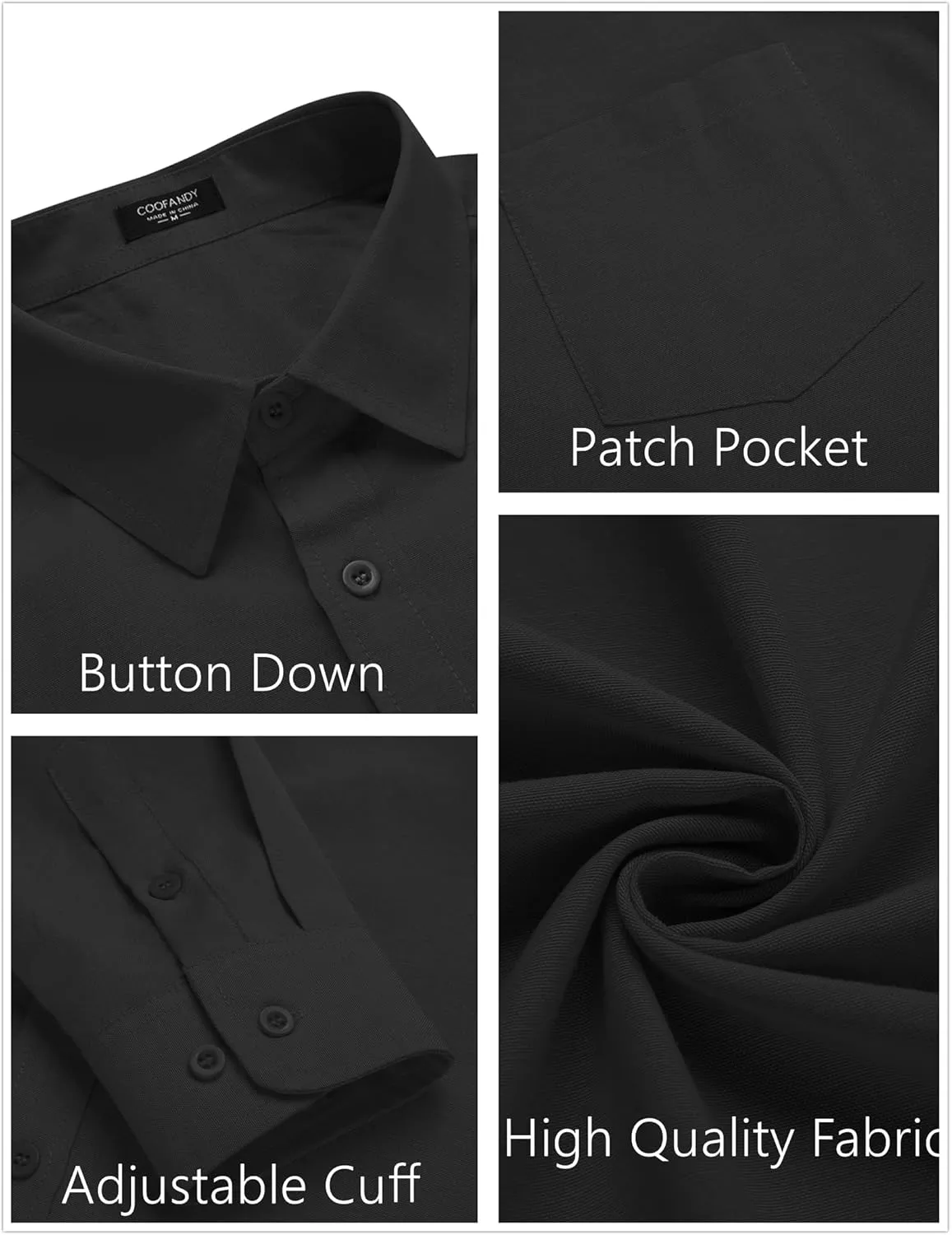 COOFANDY Men's Long Sleeve Button Down Shirt Casual Untucked Regular-Fit Oxford Dress Shirts