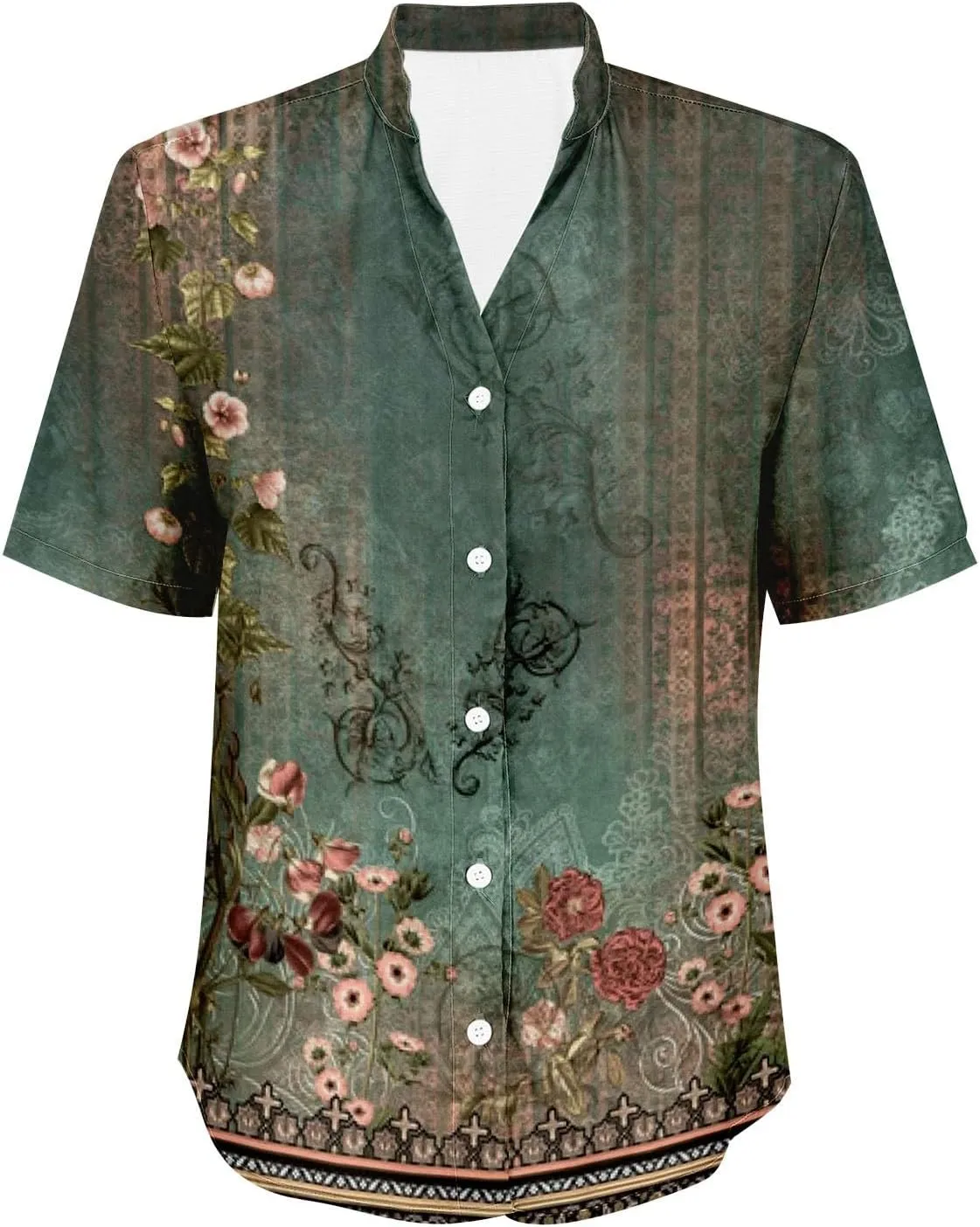 Cotton Linen Shirts for Women Summer Button Down Tops Short Sleeve Dressy Casual Blouses Bohemian Gauze Tshirts