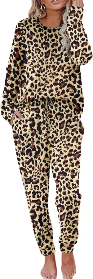 Ekouaer Pajamas Women's Long Sleeve Pj Set Soft 2 Piece Loungewear Sleepwear with Jogger Pants XS-3XL
