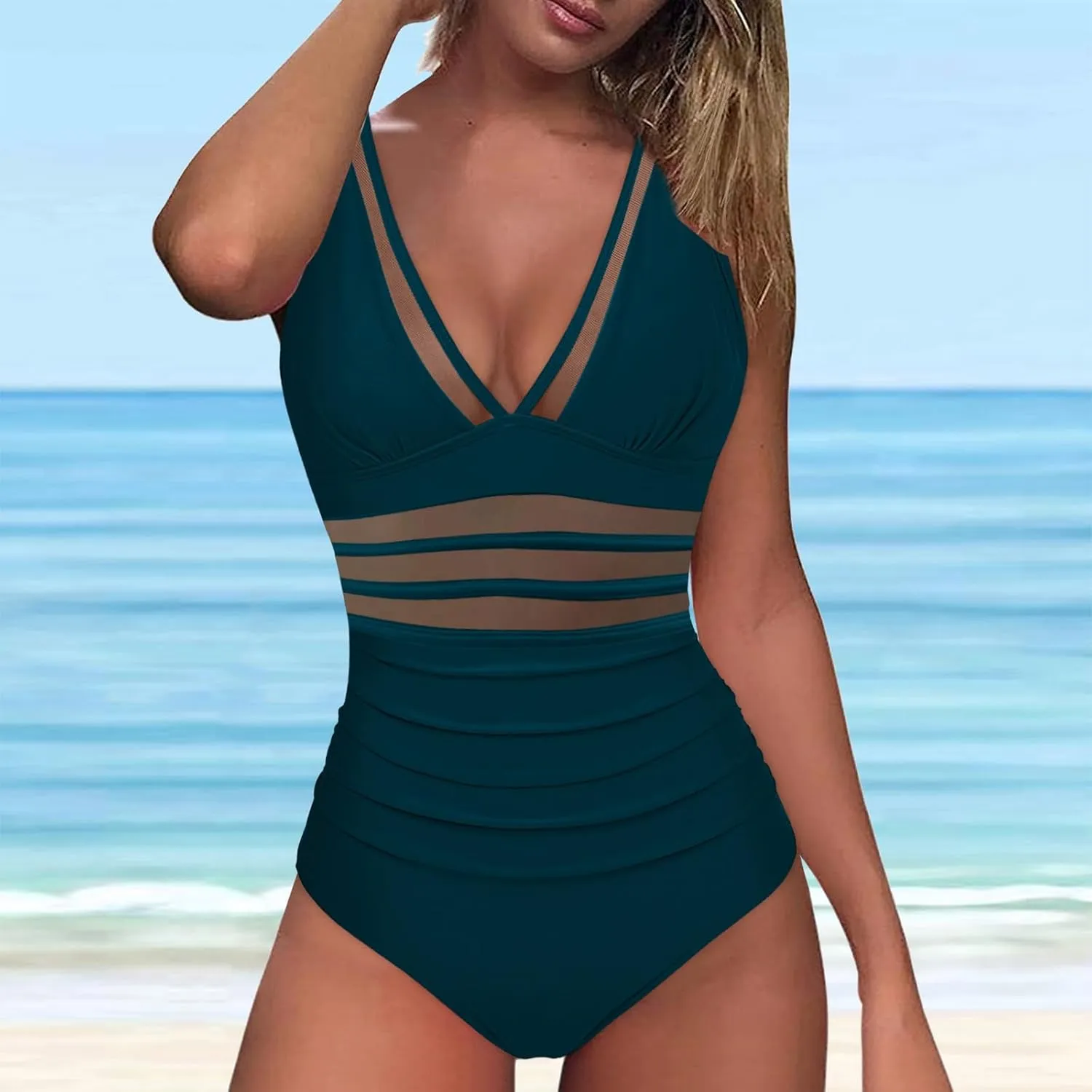Firzero Swim Suits for Women 2024 Tummy Control One/Two Piece Bathing Suits Sexy Mesh High Waistd Swimsuits Push Up Swimwear